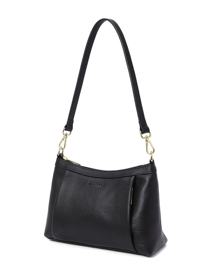MARCIA LEATHER XBODY BAG- BLACK- E1-0830-BLK