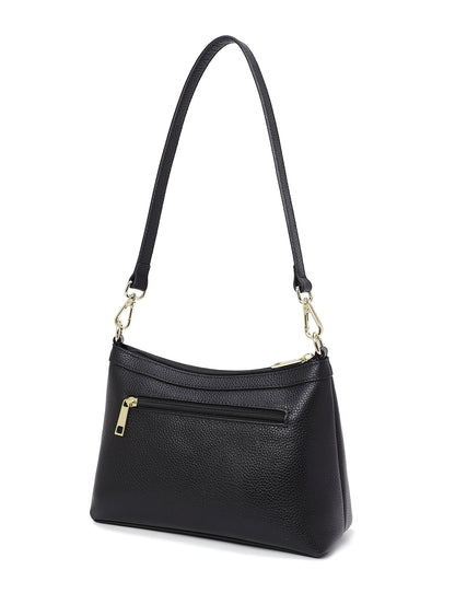 MARCIA LEATHER XBODY BAG- BLACK- E1-0830-BLK