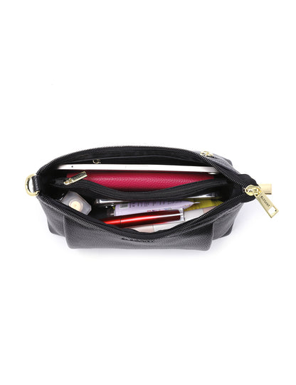 MARCIA LEATHER XBODY BAG- BLACK- E1-0830-BLK
