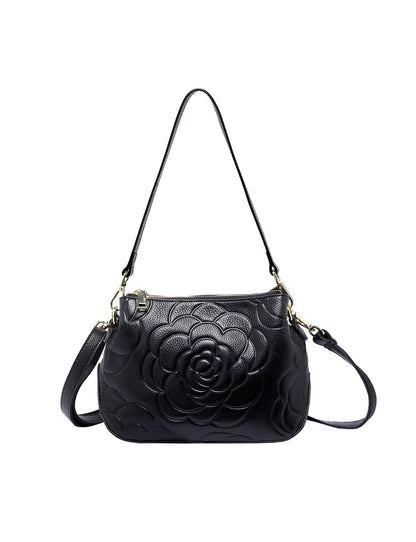 ROSIE 3 COMPARTMENT LEATHER XBODY BAG- E1-8285A-BLK