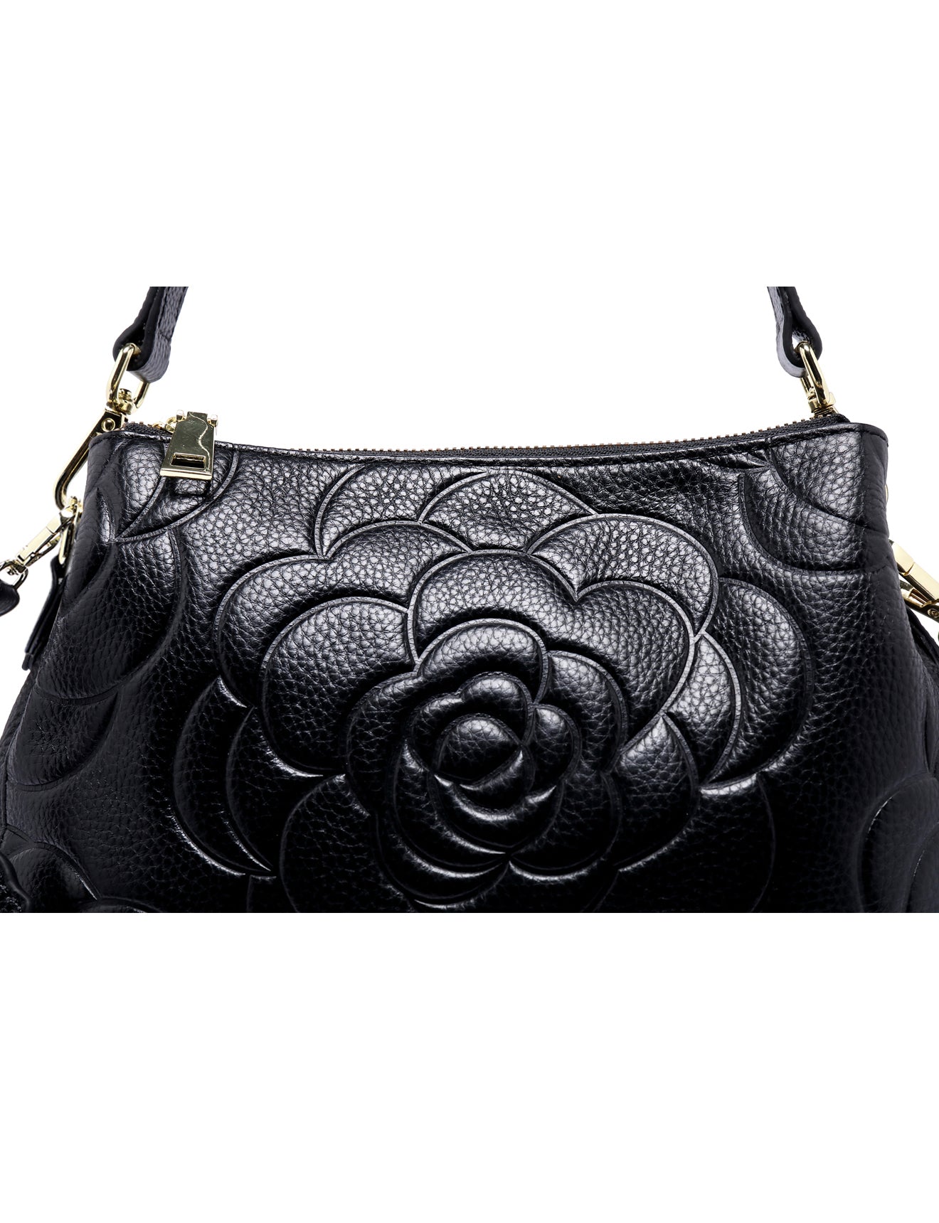 ROSIE 3 COMPARTMENT LEATHER XBODY BAG- E1-8285A-BLK