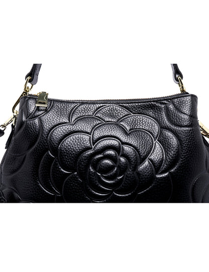 ROSIE 3 COMPARTMENT LEATHER XBODY BAG- E1-8285A-BLK