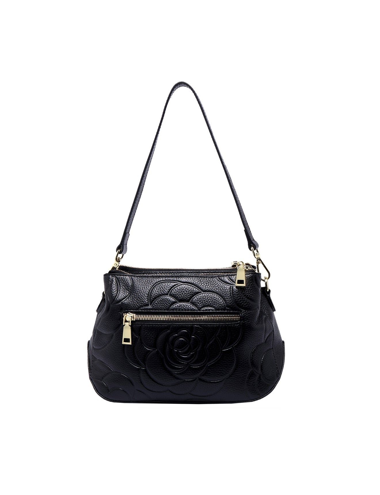 ROSIE 3 COMPARTMENT LEATHER XBODY BAG- E1-8285A-BLK