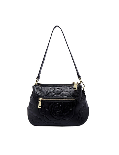ROSIE 3 COMPARTMENT LEATHER XBODY BAG- E1-8285A-BLK