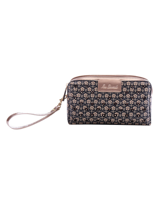 Darcy Cosmetic Vegan Leather Bag in Black