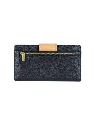 FAITH LEATHER TAB STYLE RFID WALLET- BLACK/CAMEL-LOWER PRICE!