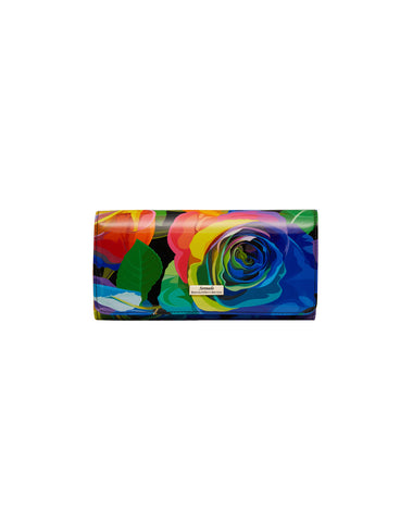 RAINBOW ROSE LARGE  PATENT LEATHER WALLET WITH RFID- WSN3601