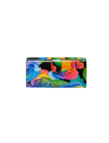 RAINBOW ROSE LARGE  PATENT LEATHER WALLET WITH RFID- WSN3601