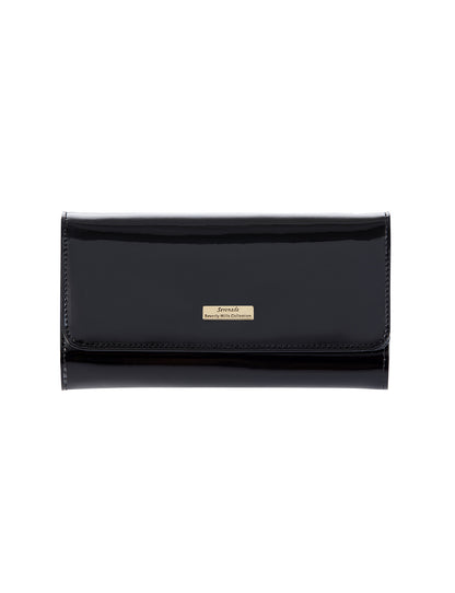Allura Large Patent Leather Wallet with RFID- BLACK